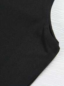 Huskary Women's Sexy Crew Neck Double Lined Seamless Sleeveless Cropped Tank Yoga Crop Basic Tops - 黑色 - 查看 4