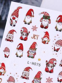 金色闪光 3D 圣诞指甲贴纸 4 件圣诞老人毛衣鹿花瓣树叶铃铛雪花雪人圣诞树 DIY 冬季圣诞节自粘凝胶抛光贴花滑块美甲装饰配件 - 彩色 - 查看 5
