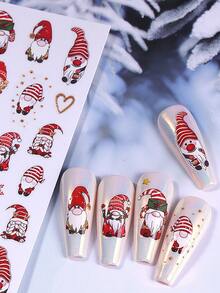 金色闪光 3D 圣诞指甲贴纸 4 件圣诞老人毛衣鹿花瓣树叶铃铛雪花雪人圣诞树 DIY 冬季圣诞节自粘凝胶抛光贴花滑块美甲装饰配件 - 彩色 - 查看 9