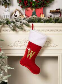 1 Pc Christmas Gold Velvet Cloth Letter Christmas Stockings Decoration, Red High-End Gold Velvet Letter Stockings Diy Name Christmas Stockings, Mother Gift Stockings, Creative Christmas Tree Ornaments, Holiday Party Atmosphere Decoration Props, Candy Gift Bags, Christmas Decorations, Home Decoration Room Decor Winter Christmas Decorations Home Christmas Gifts Christmas Decor