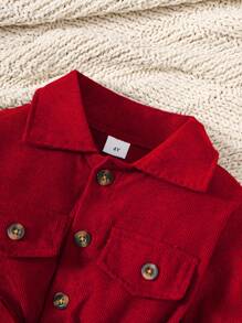 Young Girl Plain Single-Breasted Collared Shirt Dress, Fashion Formal Outfit Suitable For Spring, Summer, Autumn And Winter