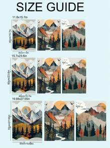 1/3pcs Frameless Canvas Poster, Modern Art, Mountains, Forests, Sun, White Clouds, Birds, Natural Scenery, Bohemian Art Oil Painting Poster, Bedroom, Living Room, Dining Room, Kitchen, Study, Bathroom, Corridor, Bar, Coffee Shop, Dormitory Decoration, Ideal Gift For Winter, Wall Art, Wall Decoration, Home Decor, Room Decoration Canvas Painting Gifts Birthday Graduation