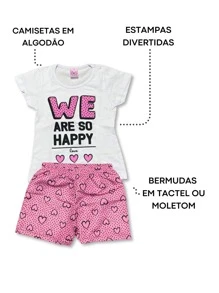 6-Piece Kit 3 Children's Clothing Set Girls T-Shirt/Blouse + Assorted Shorts/Bermuda Shorts - 彩色 - 查看 2