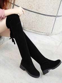 Nuevas botas altas hasta la rodilla de piel sintética negras para mujer, estilo minimalista, tacón alto delgado, se combinan con ropa deportiva y jeans, de moda y aptas para fiestas, Otoño/Invierno 2024