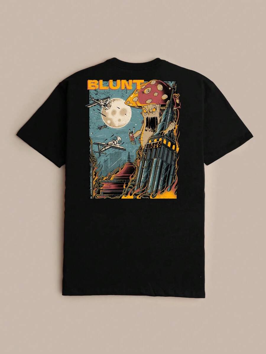 Mushroom Destruction T-Shirt Streetwear Skate Mushroom Blouse Shirt Unisex Men Women 100% Cotton Top Premium Streetwear New Release Fast Shipping Various Colors!! Plus Size - Black - View 1