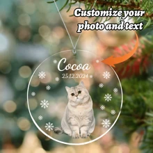 1pc Custom Photo Pet Cat Dog Christmas Ornament 2024, Personalized Picture & Name Pet Keepsake Ornament Hanging Christmas Tree Decor, Ornament Xmas Gifts For Dog Cat Lovers, Pet Owner Ornament, Ornament Xmas Gifts For Dog Cat Lovers,Pet Owner Ornament, Ornament XmasGifts For Dog Cat Lovers, Pet Owner Ornament