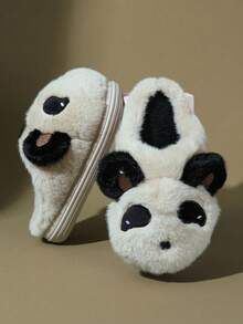 Winter Damen Thermoschuhe, Hausschuhe aus Plüsch mit warmem, fluffigem Cartoon Bär Design für drinnen