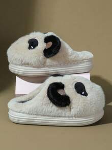 Winter Damen Thermoschuhe, Hausschuhe aus Plüsch mit warmem, fluffigem Cartoon Bär Design für drinnen