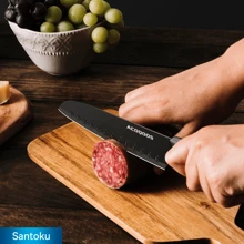 Set di coltelli con blocco, 10 pezzi, con affilatore integrato, per uso in cucina - Set di coltelli da cucina nero ACOQOOS