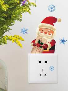1 pezzo Adesivo luminoso a forma di Babbo Natale per interruttore, decorazione natalizia, decalcomania da parete in PVC autoadesiva per camera da letto e soggiorno, facile da applicare e rimuovere