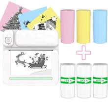 Portable Inkless Mini Printer, Wireless Mini Printer With 6 Paper Rolls (3 White Sticker + 3 Color Thermal Paper) For Printing Photos, Lists, Memos, QR Codes, Notes, Pocket Inkless Printer Compatible With Android And IOS - One Size - View 1