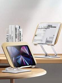 Suporte De Notebook De Madeira Multifuncional Tablet Giro 360 Suporte Ajustável Ideal Para Ecritório Estudo Casa Jogos - Madeira - Visão 6