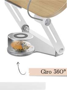 Suporte De Notebook De Madeira Multifuncional Tablet Giro 360 Suporte Ajustável Ideal Para Ecritório Estudo Casa Jogos - Madeira - Visão 5