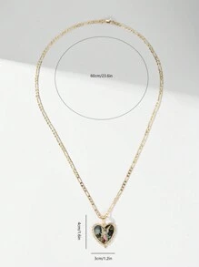 1 件时尚欧美风格 14K 金铜方晶锆石 3D 珐琅圣母心形吊坠项链，适合作为情侣、朋友、舞会、日常和节日礼物，情人节、妈妈、母亲、母亲节、礼物 - 金黃色 - 查看 6