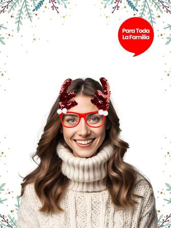 1 Par Gafas Navideñas Diseño Asta De Reno Detalla Lentejuelas Para Toda La Familia Decoración Xmas Perfecta Para Fiestas De Navidad Ideal Mujer Niña Niño