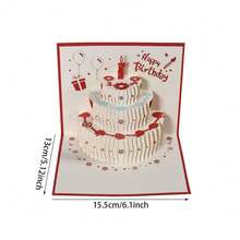 1 张 3D 生日快乐贺卡、生日蛋糕图案 3D 贺卡、生日邀请函、生日快乐礼品卡 - 彩色 - 查看 6