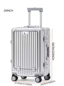 1 件 20 英寸大容量行李箱，带杯架、挂钩、万向轮、TSA 行李锁、笔记本电脑口袋和铝合金边缘，适合商务/学校旅行、男女通用礼物、旅行用品 USB 端口杯架行李箱手提行李箱随身携带行李箱旅行度假蜜月假期出国留学毕业假期必备品旅行配件礼物的理想选择，男女男孩女孩学生情侣巡航宿舍必备品大学宿舍必备品学校旅行行李箱手提箱随身携带 - 黑色 - 查看 12