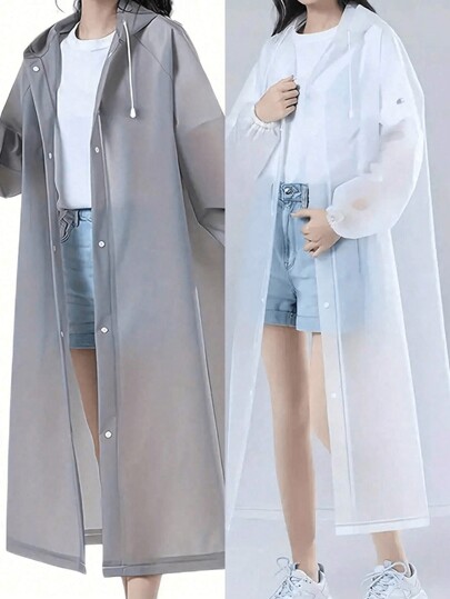 Long EVA Unisex Raincoat, Thickened Waterproof Rain Coat, Women Men Hooded Raincoat,Waterproof, Windproof, Quick-Dry, And Breathable - Ideal For Cycling, Hiking, And Outdoor Adventures, Back To School Supplies