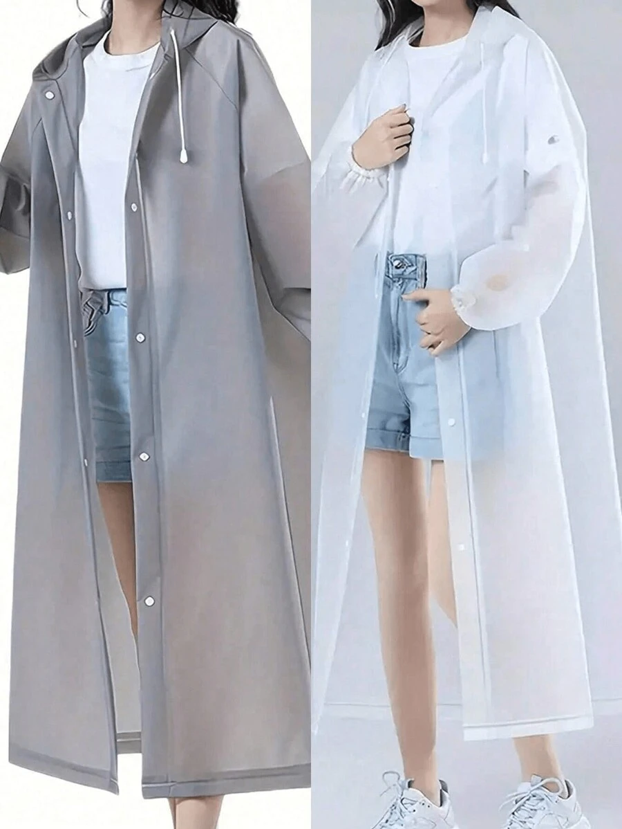 Long EVA Unisex Raincoat, Thickened Waterproof Rain Coat, Women Men Hooded Raincoat,Waterproof, Windproof, Quick-Dry, And Breathable - Ideal For Cycling, Hiking, And Outdoor Adventures, Back To School Supplies