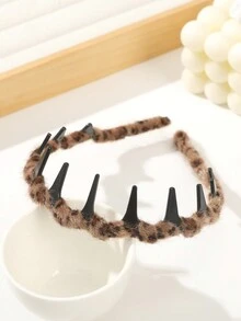 1 Băng đô gợn sóng giả lông chồn họa tiết da báo thời trang - Nhiều màu - Xem 3