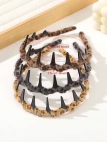 1 Băng đô gợn sóng giả lông chồn họa tiết da báo thời trang - Nhiều màu - Xem 5