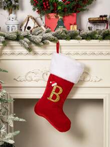 1 Pc Christmas Gold Velvet Cloth Letter Christmas Stockings Decoration, Red High-End Gold Velvet Letter Stockings Diy Name Christmas Stockings, Mother Gift Stockings, Creative Christmas Tree Ornaments, Holiday Party Atmosphere Decoration Props, Candy Gift Bags, Christmas Decorations, Home Decoration Room Decor Winter Christmas Decorations Home Christmas Gifts Christmas Decor