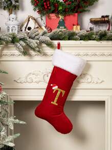 1 Pc Christmas Gold Velvet Cloth Letter Christmas Stockings Decoration, Red High-End Gold Velvet Letter Stockings Diy Name Christmas Stockings, Mother Gift Stockings, Creative Christmas Tree Ornaments, Holiday Party Atmosphere Decoration Props, Candy Gift Bags, Christmas Decorations, Home Decoration Room Decor Winter Christmas Decorations Home Christmas Gifts Christmas Decor