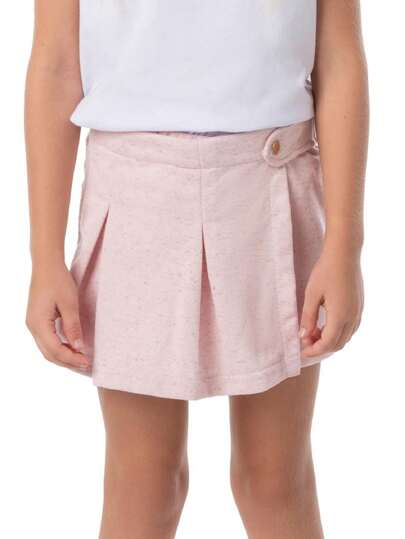 Short Saia Infantil Menina em Linho Roupa de Criança Feminino Passear Sair Isabel