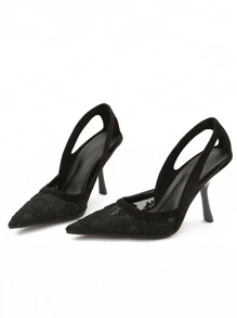Modische 3D Stickerei Mesh Spitzenschuhe mit Ausschnitten und Stilettoabsatz für Damen
