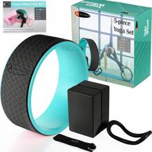 ACTIVE FOREVER 5 In 1 Yoga Block Set - Enhance Balance And Flexibility With Yoga Blocks, Strap, Wheel, And Stretch Ring - Your Complete Solution For Improved Well Being - Black - View 2