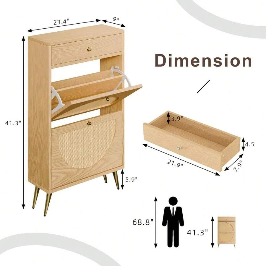 Shoe With 2 Flip Drawers Shoe Storage With 1 Pull