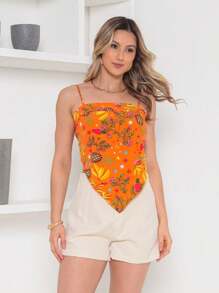 HONGDA VARIETIES New Set Of One-Size-Fits-All Shirt That Ties At The Back And With Print, Shorts With Zipper And No Pocket - 米色 - 查看 5