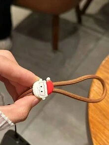 1 件手机挂绳短腕带编织耐用圣诞挂项链可拆卸环扣手机壳带（不含手机壳） - 棕色 - 查看 3