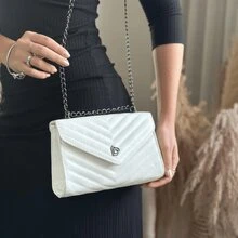 Women's Small Handbag With Chain Strap, Stylish Party, Trendy, Crossbody, We Ship Immediately - trắng - Xem 2