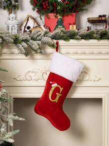 1 Pc Christmas Gold Velvet Cloth Letter Christmas Stockings Decoration, Red High-End Gold Velvet Letter Stockings Diy Name Christmas Stockings, Mother Gift Stockings, Creative Christmas Tree Ornaments, Holiday Party Atmosphere Decoration Props, Candy Gift Bags, Christmas Decorations, Home Decoration Room Decor Winter Christmas Decorations Home Christmas Gifts Christmas Decor