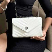 Women's Small Handbag With Chain Strap, Stylish Party, Trendy, Crossbody, We Ship Immediately - trắng - Xem 1
