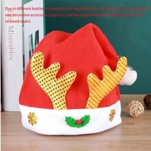 Mũ Giáng sinh, Đồ trang trí Giáng sinh, Mũ Giáng sinh nhung ngắn cao cấp, Đồ trang trí tiệc, Đồ đội đầu, Mũ Giáng sinh màu đỏ hoạt hình, Quà tặng Giáng sinh, Quà tặng nhỏ - Nhiều màu - Xem 7