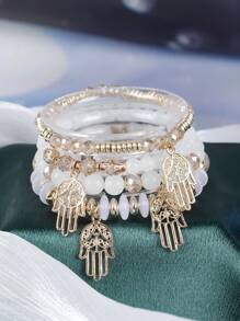 4 件复古优雅串珠手链，创意女士珠宝手链，带水晶、多层玻璃珠，母亲节、感恩节、妈妈的时尚礼物 - 巴掌 - 查看 19