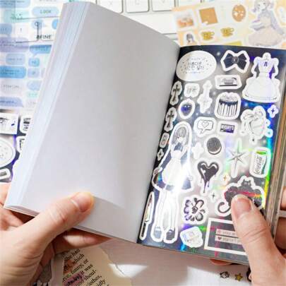 60Pcs/Book Sticker Books, Spring And Wish Series, Exquisite Comic Style Characters, Food And Dessert Theme Stickers, Die-Cut And Easy To Tear, Scrapbook Supplies, Decorative Notebooks, Photo Frames, Phone Cases, Water Cups, Garbage Magazines, Stationery Boxes, DIY Personalized Collage Back To School