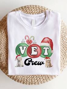 Vet Crew Christmas Shirt Christmas Vet T-Shirt, Veterinary Office Tee, Christmas Veterinary Medicine Short Sleeve Shirts SD-699 - White - View 1