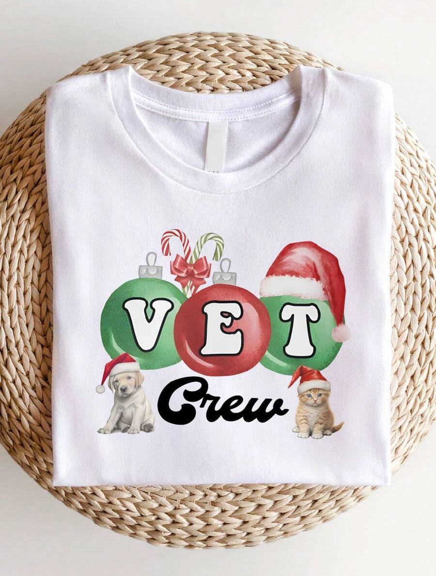 Vet Crew Christmas Shirt Christmas Vet T-Shirt, Veterinary Office Tee, Christmas Veterinary Medicine Short Sleeve Shirts SD-699 - White - View 1