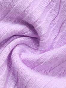 Girls' Long Sleeve Purple Round Neck Ribbed Ruffle Heart Mesh Overlay Dress, Suitable For Birthday Party - Purple - View 9