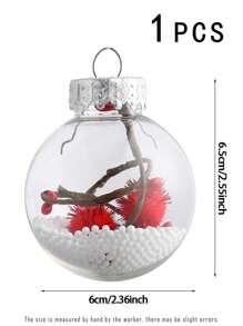 1pc 6cm Bola de decoração transparente, enfeite de árvore de Natal para pendurar, vários padrões, para decoração de feriado