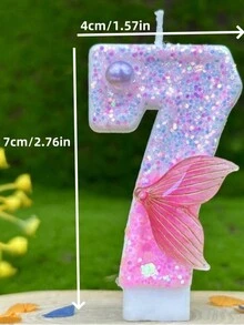 闪亮的粉红色美人鱼尾巴数字蜡烛，创意 DIY 生日蜡烛，用于蛋糕装饰、派对和家居装饰、圣诞节、房间装饰、礼物 - 彩色 - 查看 4