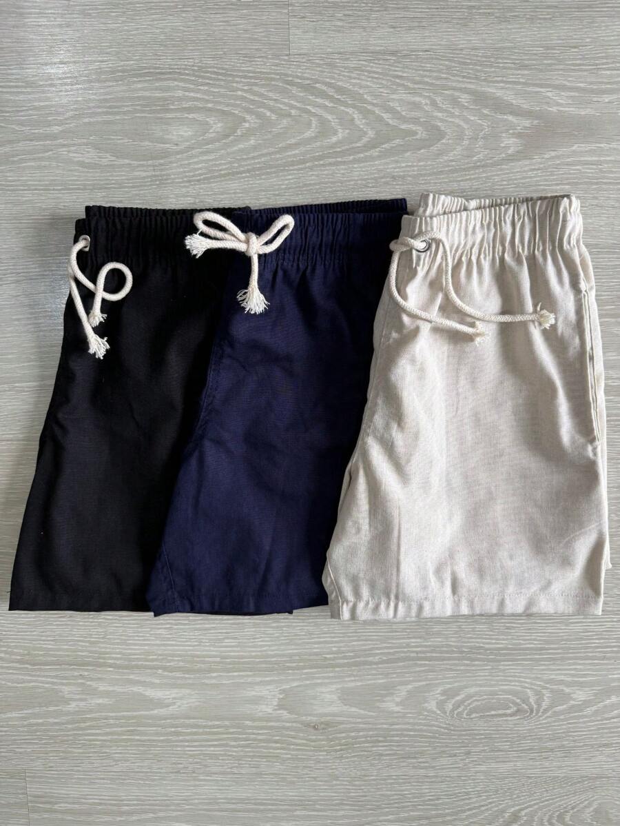 Kit 3 Bermuda Shorts In Premium Linen Linen Shorts - Navy Blue - View 1