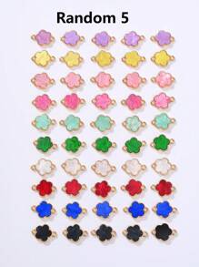 5/10/20/30/50/100/200/300/400/500 piezas Colgante con flor de cuatro hojas elegante de varios colores con dos agujeros, apto para hacer collares, pulseras, pendientes, llaveros, charms de teléfono, joyería de regalo para parejas