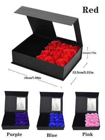 1 件浪漫人造玫瑰 12 件鲜花礼盒，配礼品袋，珠宝包装盒，用于项链、手链、戒指，适合情人节、母亲节、生日和结婚纪念日（不含项链），