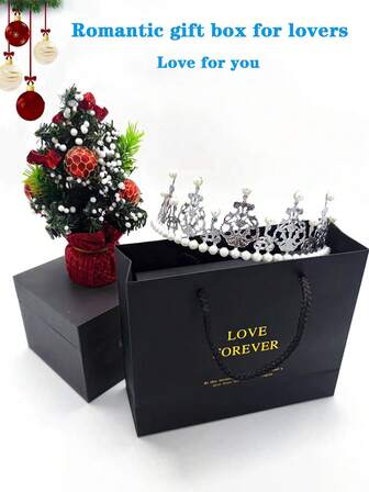 1pc Romantic Artificial Rose 12pcs Flower Gift Box With Gift Bag, Jewelry Packaging Box For Necklace, Bracelet, Ring, Suitable For Valentine's Day, Mother's Day, Birthday And Wedding Anniversary (Necklace Not Included),