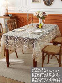 1 pieza Mantel rectangular/cuadrado bordado 100% poliéster, decoración del hogar, decoración de fiesta, serie de bodas - Multicolor - Ver 3