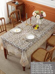 1 pieza Mantel rectangular/cuadrado bordado 100% poliéster, decoración del hogar, decoración de fiesta, serie de bodas - Multicolor - Ver 2